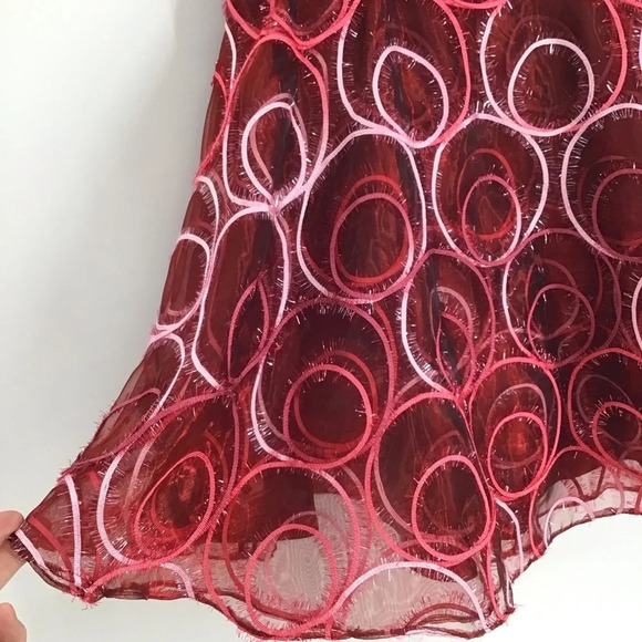 Tony Bowls Stunning Organza Strapless Rhinestone Fit & Flare Red Dress Size 2 - Picture 7 of 13